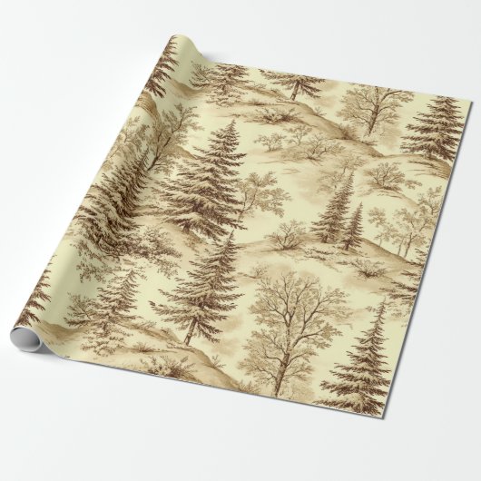 Winterbos Toile de Jouy-patroon (2) Cadeaupapier (Uitgerold)