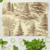 Winterbos Toile de Jouy-patroon (2) Theedoek (Gevouwen)