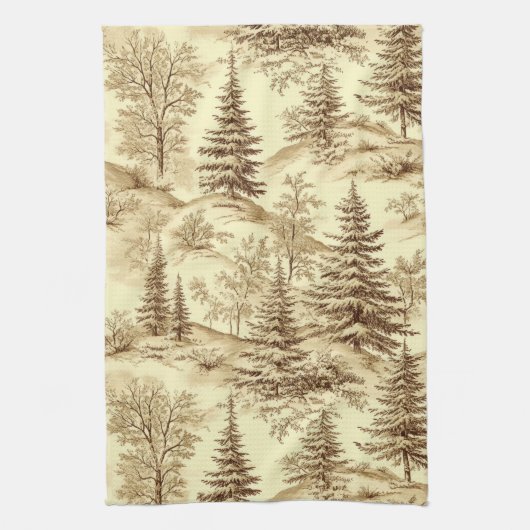 Winterbos Toile de Jouy-patroon (2) Theedoek (Verticaal)