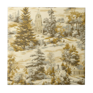 Winterbos Toile de Jouy-patroon (4) Tegeltje
