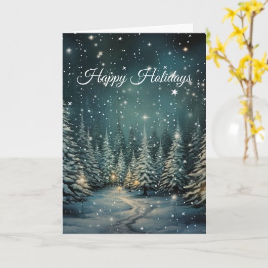 Winterbos vakantie Kaart (Gele Bloem)