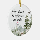 Winterbos vergeet nooit het verschil dat je maakt keramisch ornament (Rechts)