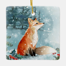 Winterbos, vossen, kajuit, keramisch Ornament