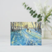 Winterbos wandelen "De twee van ons" Briefkaart (Staand voorkant)