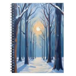 Winterbos Watercolor Bomen Blauw Notitieboek