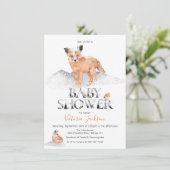 Winterbos waterverf baby shower vossen kaart (Staand voorkant)