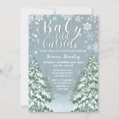 Winterbos Waterverf Grijs Baby shower Invitat Kaart (Voorkant)