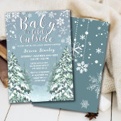 Winterbos Waterverf Grijs Baby shower Invitat Kaart