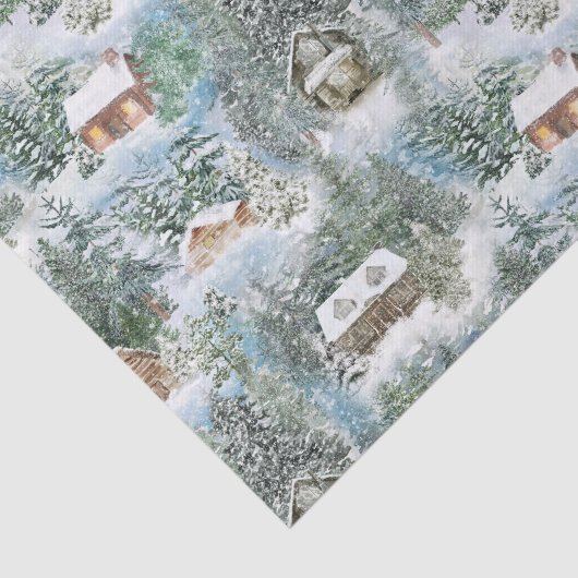 Winterbos Waterverf Kersthutten Tissuepapier (Detail)