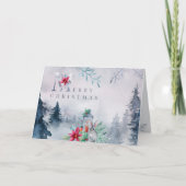 Winterbos Waterverf Lantaarn Glow Feestdagen Kaart (Voorkant)