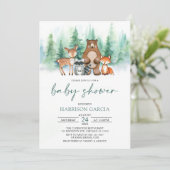 Winterbos Woodland Animals Baby shower Kaart (Staand voorkant)