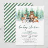 Winterbos Woodland Animals Baby shower Kaart (Voorkant / Achterkant)