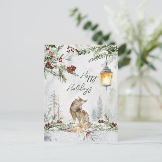 Winterbosareaal, Briefkaart met wolf (Staand voorkant)