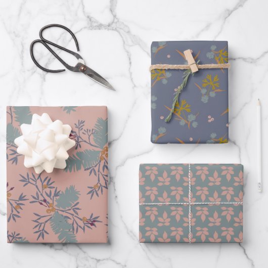 winterbosblauw inpakpapier vel (Voorkant)