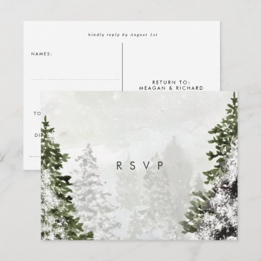 winterbosbomen bruiloft rsvp briefkaart (Voorkant / Achterkant)