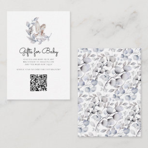 Winterbosdieren Cadeaus Baby shower QR-code Informatiekaartje