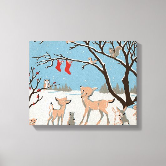 Winterbosdieren Canvas Afdruk (Voorkant)
