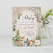 Winterbosdieren koud buiten Baby shower Kaart (Staand voorkant)