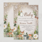 Winterbosdieren koud buiten Baby shower Kaart (Voorkant / Achterkant)