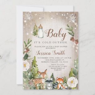 Winterbosdieren koud buiten Baby shower Kaart
