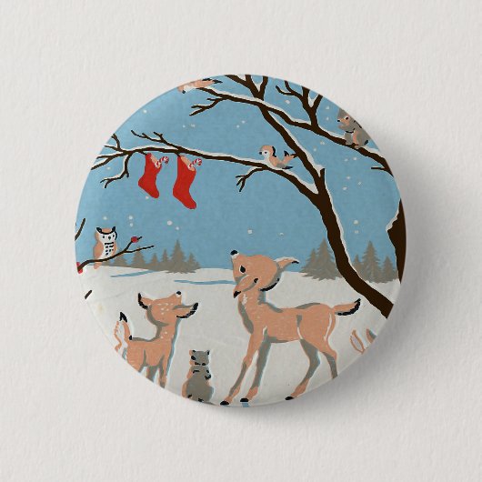 Winterbosdieren Ronde Button 5,7 Cm (Voorkant)