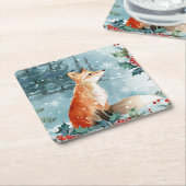 Winterbosgebied, kerstmis kartonnen onderzetters (Schuin)