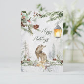 Winterbosgebied, wolf Flat Card (Staand voorkant)