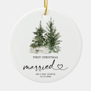 Winterboskerst met sieresgift keramisch ornament