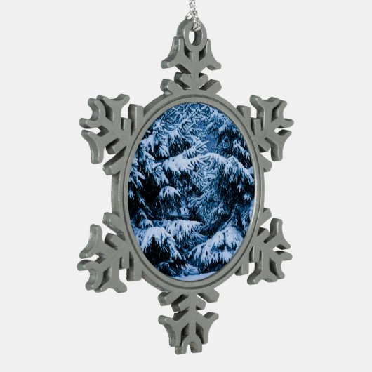 Winterboskerstboom Tin Sneeuwvlok Ornament (Links)