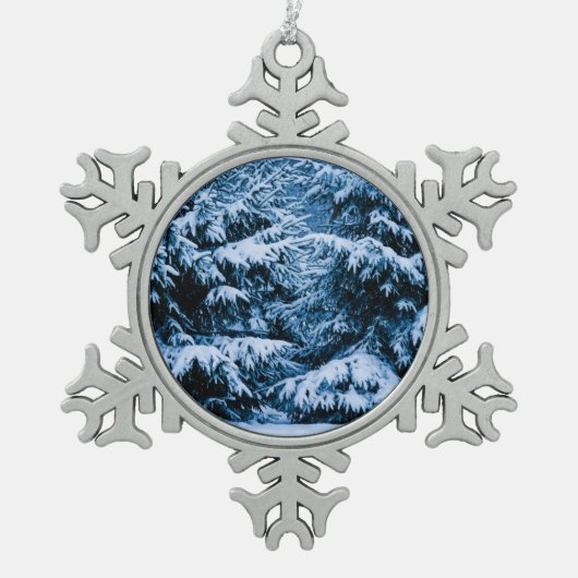 Winterboskerstboom Tin Sneeuwvlok Ornament (Voorkant)