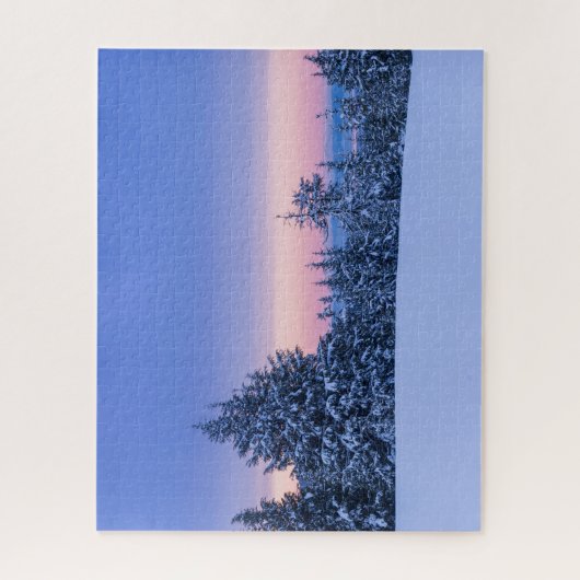 Winterboslandschap op zonsondergang legpuzzel (Verticaal)