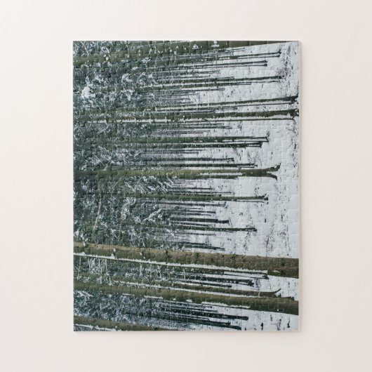 Winterbosliggend sneeuw bedekte bomen legpuzzel (Verticaal)