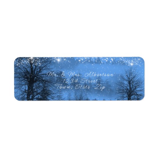 Winterbosmousserende sterren Evening Blue Etiket (Voorkant)