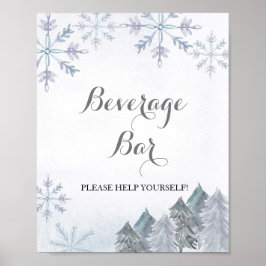 Winterbosneeuwvlokken Beverage Bar Sign Poster