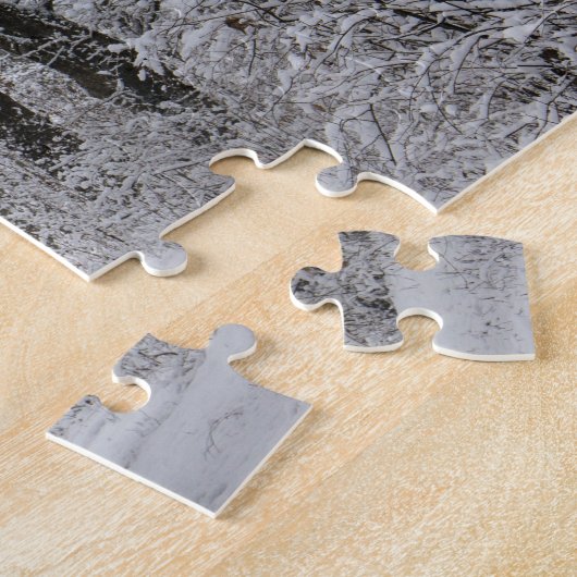 Winterbospad in sneeuw en Natuur Legpuzzel (Zijkant)