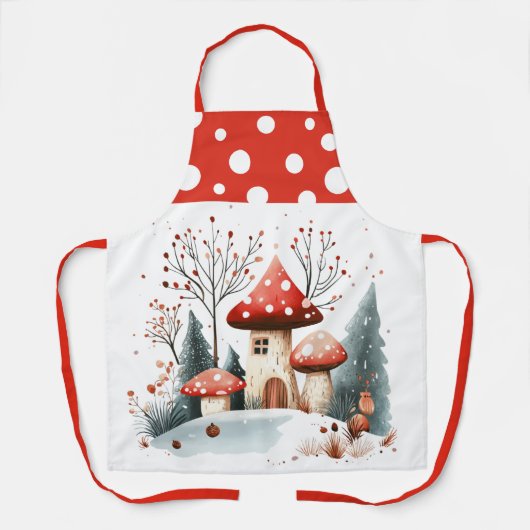 Winterbospaddenstoelen Schort (Voorkant)