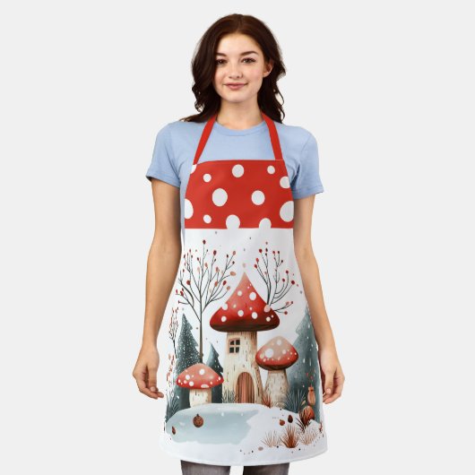 Winterbospaddenstoelen Schort (Gedragen)