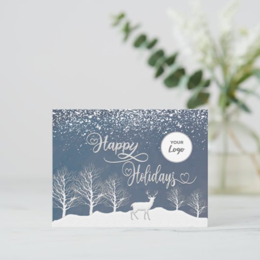 Winterbosscène Prettige feestdagen aangepaste logo (Staand voorkant)