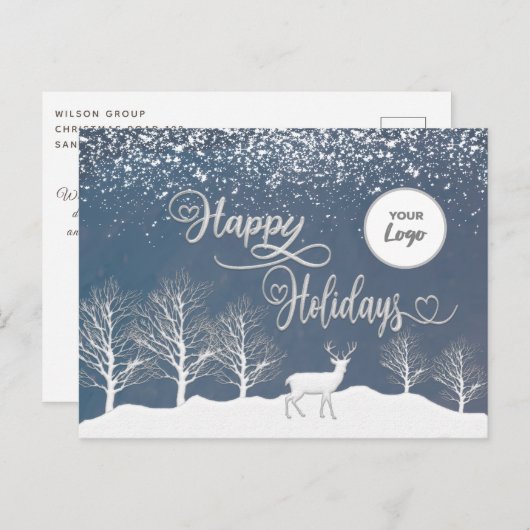 Winterbosscène Prettige feestdagen aangepaste logo (Voorkant / Achterkant)