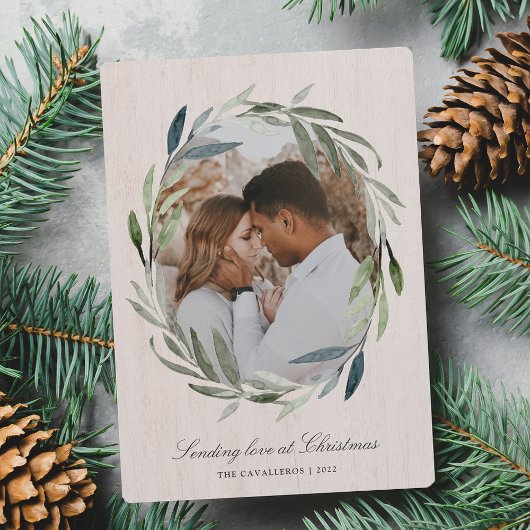 WinterBossen | Botanische foto Waterverf Feestdagenkaart