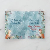 Winterbossen Fox Blue Modern Snow Waterverf Feestdagen Kaart (Binnen)