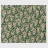 Winterbossen voor bomen Bos hert Kraft Cadeaupapier (Vlak)