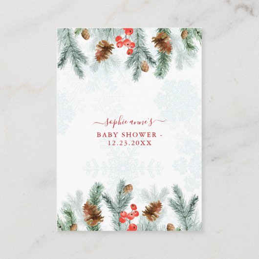 Winterbotanisch advies voor mama Baby shower Informatiekaartje (Achterkant)