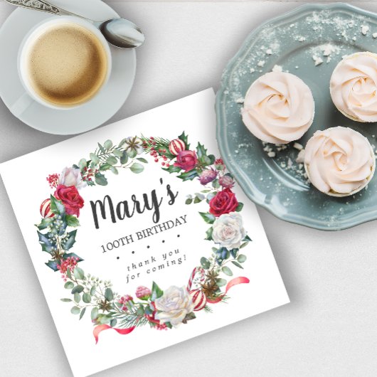 Winterbotanisch Roos 100th Birthday Elegant Servet