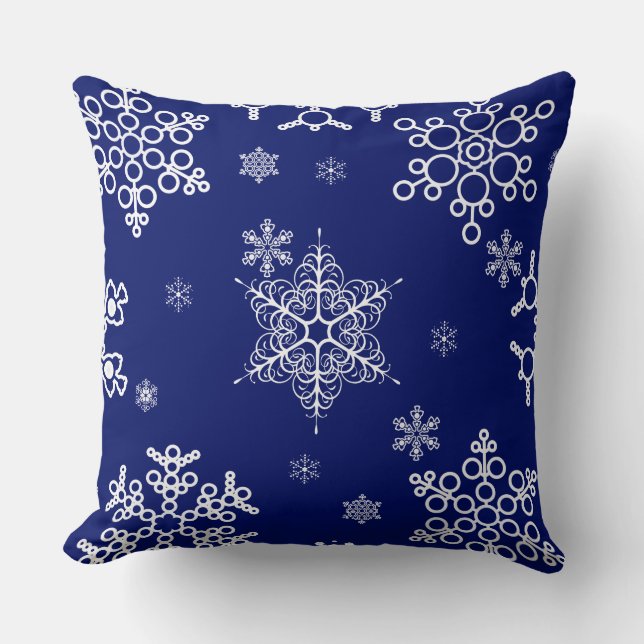 Winterbries Cool Kerstmis Snowflakes Patroon Kussen (Voorkant)
