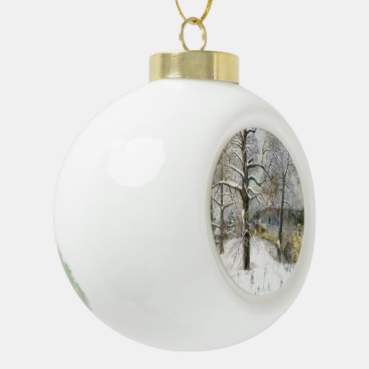 winterbrug keramische bal ornament (Links)