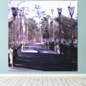 Winterbrug met lantaarns canvas afdruk (Insitu (Houten vloer))