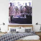 Winterbrug met lantaarns canvas afdruk (Insitu (Slaapkamer))