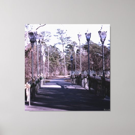 Winterbrug met lantaarns canvas afdruk (Voorkant)