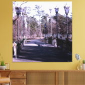 Winterbrug met lantaarns canvas afdruk (Insitu (Woonkamer))